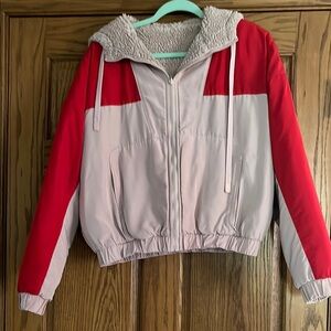 ALO Yoga Red and Gray Puffer Jacket